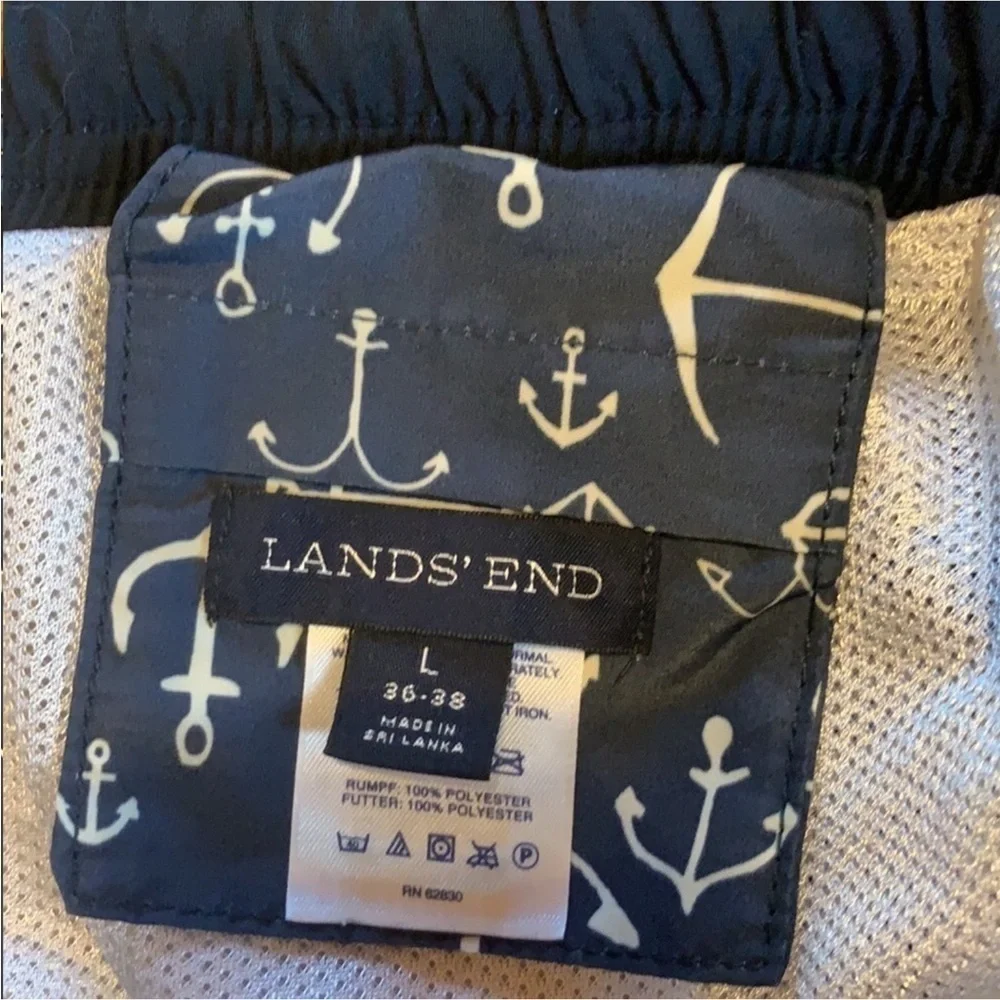 Lands’ End blue swim trunks with anchor print Size Large